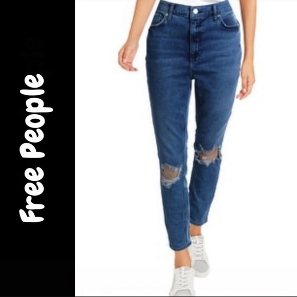 Free People busted knee NWT blue jeans size 32 - Picture 6 of 7